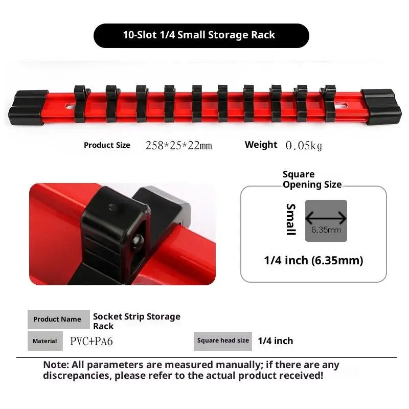 1 4 3 8 2 Socket Wrench Holder Rail Bracket Wall Storage Tool Box Qme A2