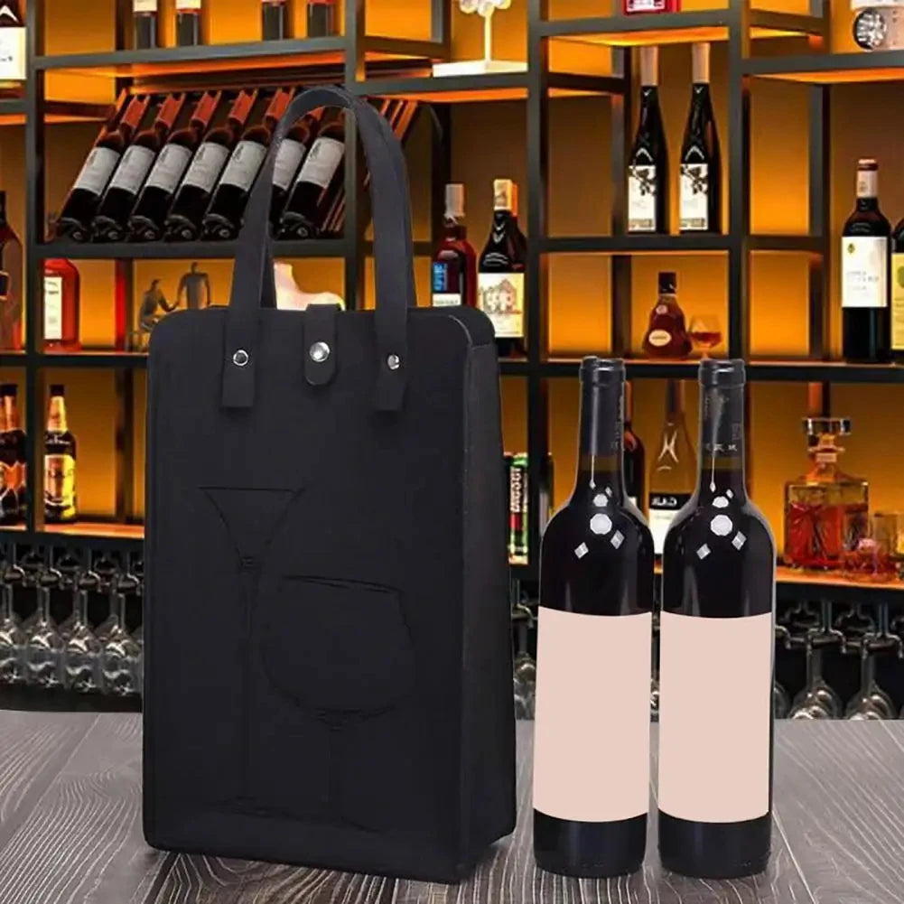 Felt Wine Bottle Bag Double Bottles Great Load Bearing Handheld Beverage Packaging Handbag Gift Wrap Storage Pouch Wine Tote Bag Qme