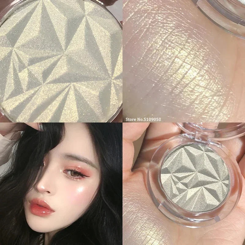 Brightening Face Highlighter Palette Waterproof Monochrome Pearlescent White Silver Highlight Makeup High Gloss Face Repairing Qme
