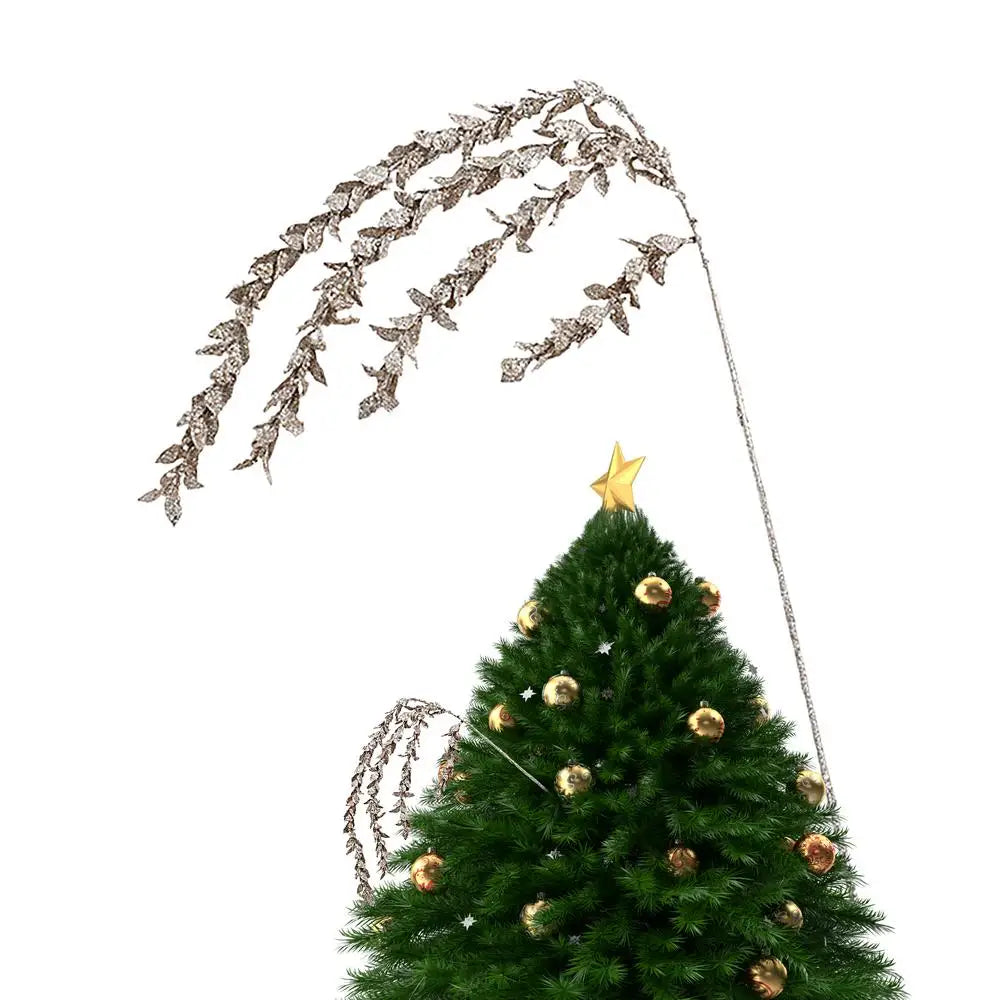 Christmas Picks Tree Glitter Branches Decorations Greenery Crafts Qme leaf China Mainland