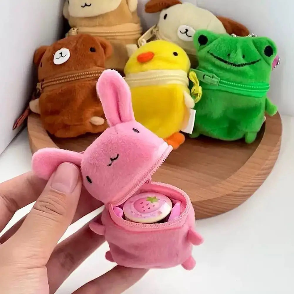 Keychain Bag Plush Coin Purse Charm Cartoon Doll Protective Case Qme