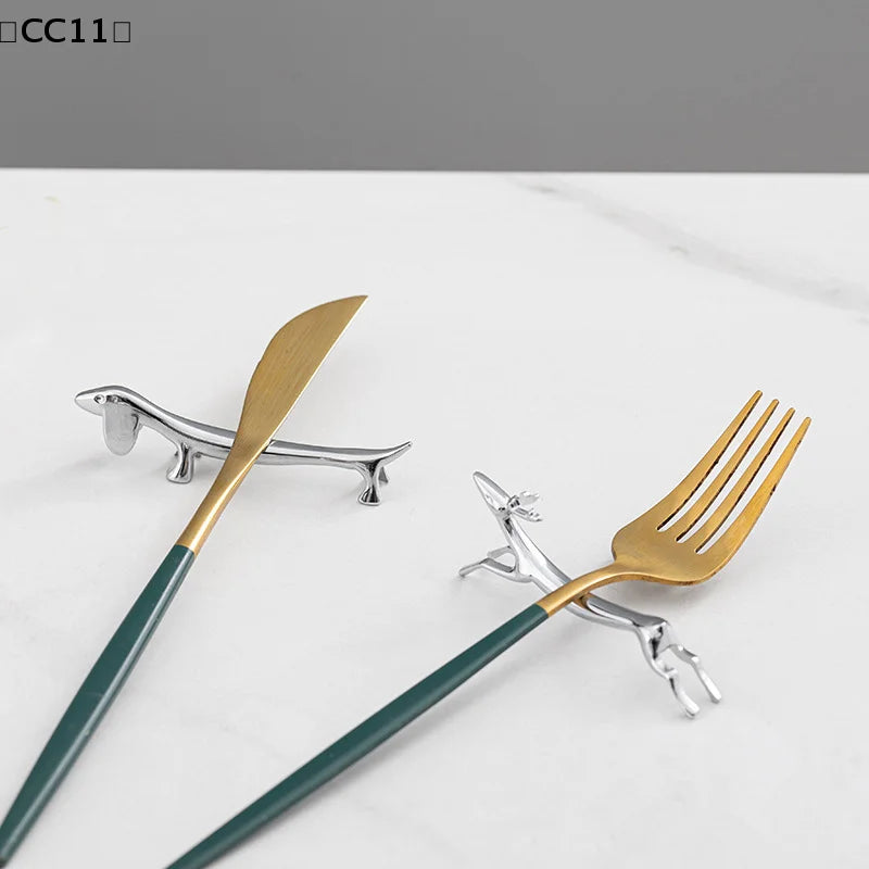 Metal Cutlery Rack Deer-shaped Chopstick Rest Zinc Alloy Tableware Qme