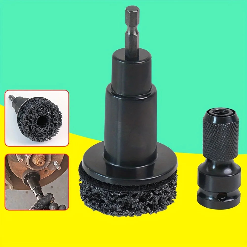 Wheel Hub Axle Brake Disc Grinding Head - Hardened Plastic Model - Wheel Hub Rust Removal Tool + 5 Grinding Heads Qme