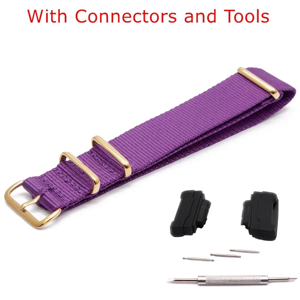 Nylon Watch Strap for Casio G-Shock GA100 GA120 GA110 GA400 Men Women Gold Buckle Replacement Watchband Bracelet Qme Purple 22mm