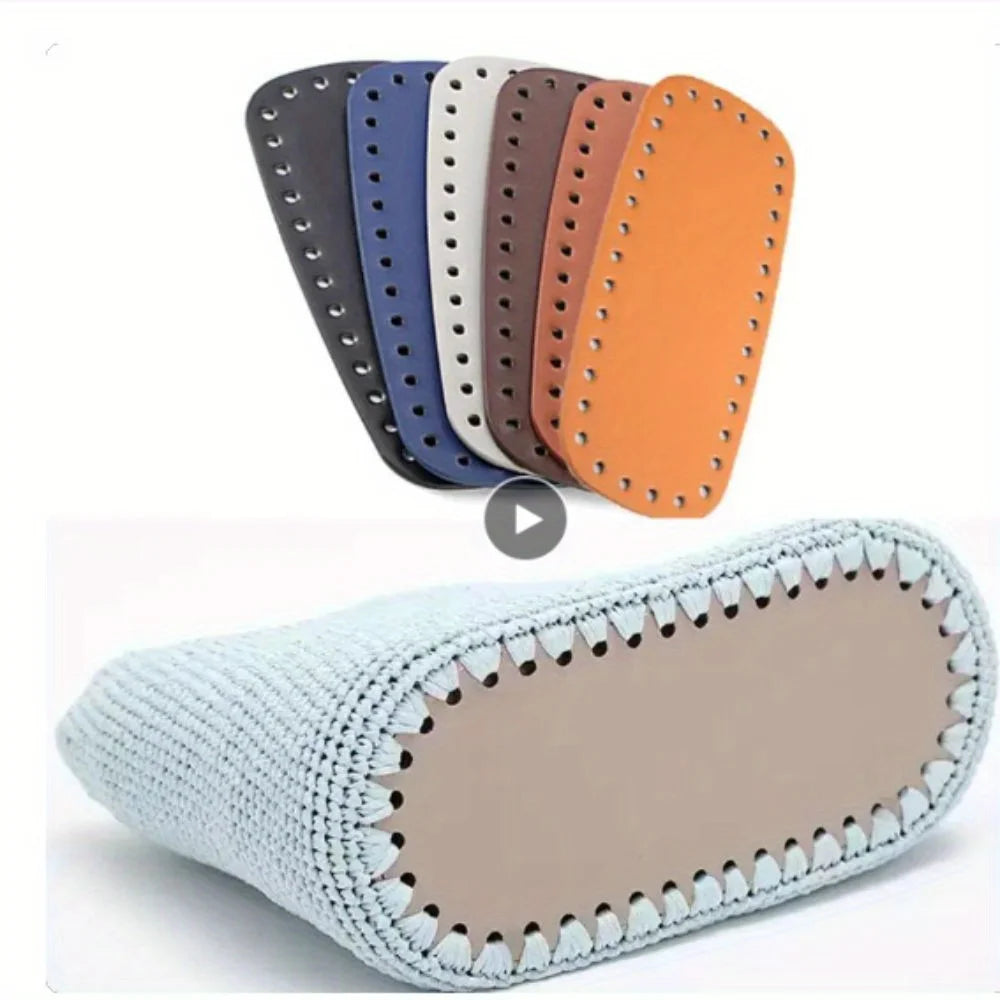 DIY PU Leather Bag Bottoms - Oval/Rectangle Crochet Bag Base with Holes, Used for DIY Crochet Bag Shoulder Bag Wallet Making Qme
