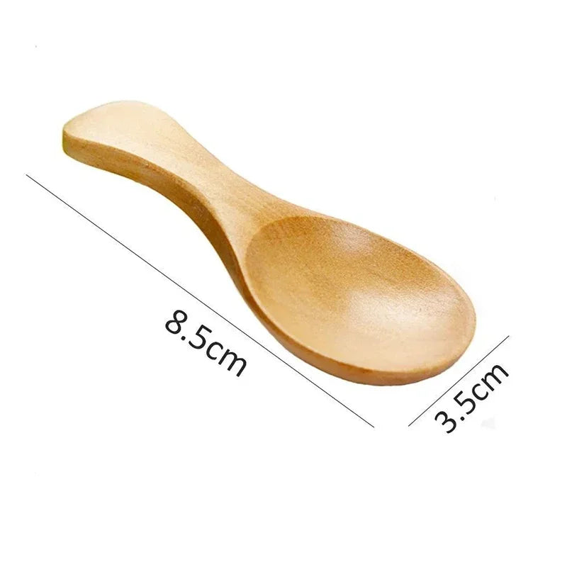 Mini Wooden Spoons Small Kitchen Spice Condiment Spoon Sugar Tea Coffee Scoop Short Handle Wood Kids Spoon Kitchen Gadgets Qme
