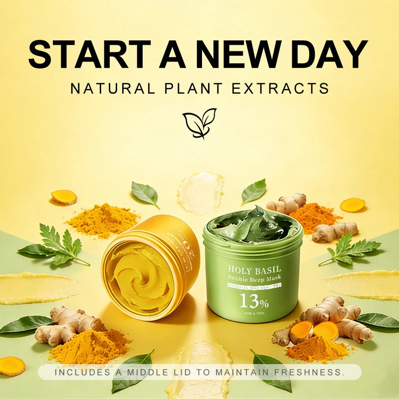 Turmeric Bubble Deep Cleansing Mask Natural Plant Cleanse Exfoliates Qme