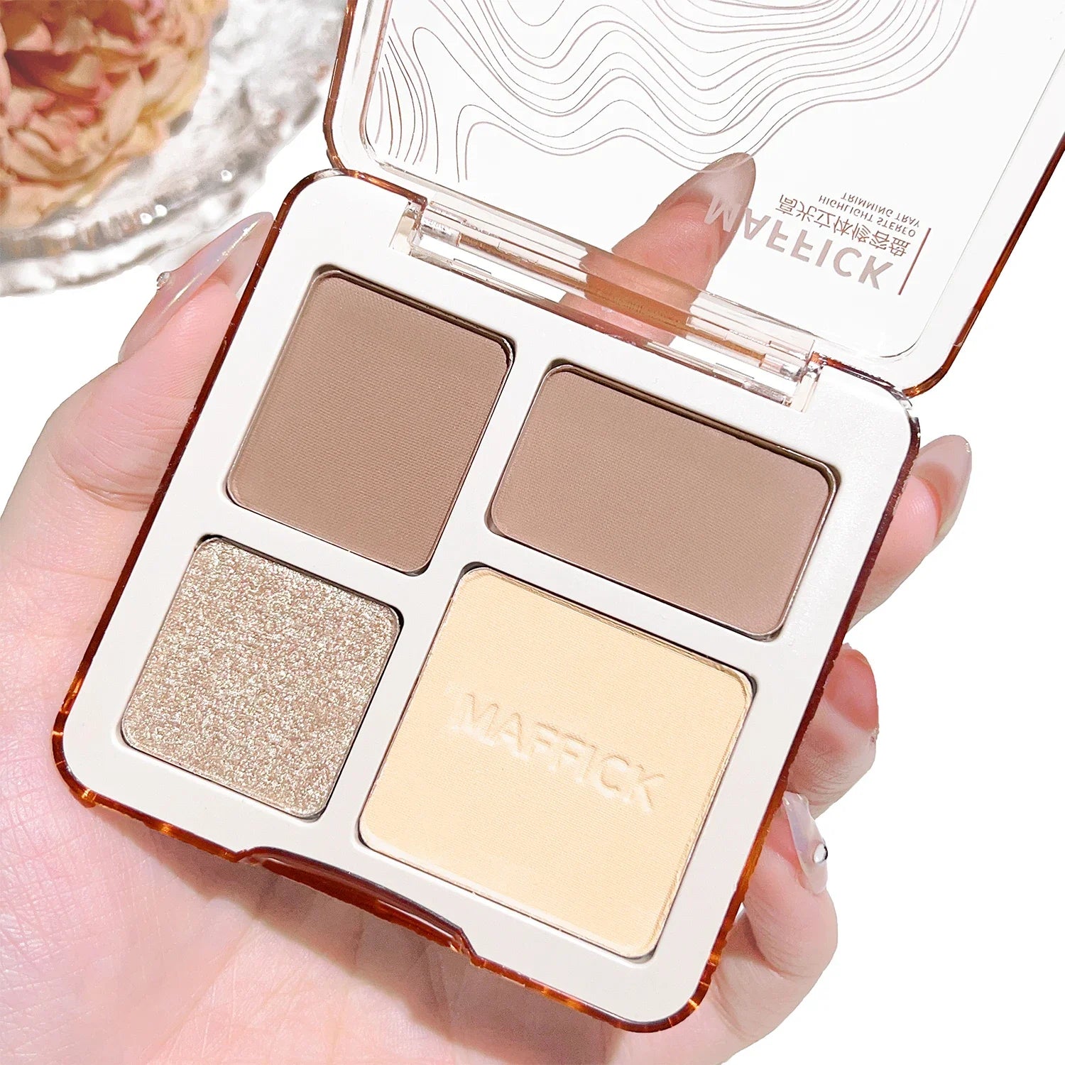 Contouring Palette Highlighting Four Colors One Natural Matte Qme 01