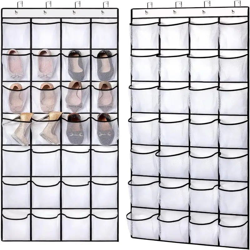 24 28 35 40 Large Mesh Pockets Hanging Shoe Organizer Closet Rack Qme