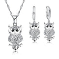 Shining Full African AAA Crystal Owl Pendant Necklace Earrings Sets Women Best Gifts 925 Sterling Silver Color Party Accessory Qme Default Title