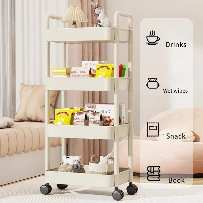 Trolley Handlebar Storage Rack Floor-standing Multi-layer Kitchen Qme
