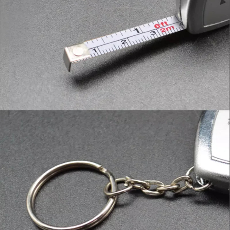 2 Meters Small Tape Measure Key Ring Steel Mini Pocket Portable Qme