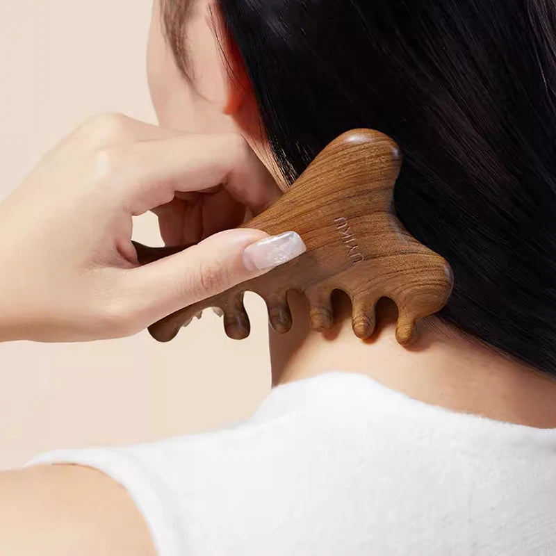 Multifunctional Meridian Massage Comb Handleless Wooden Point Qme