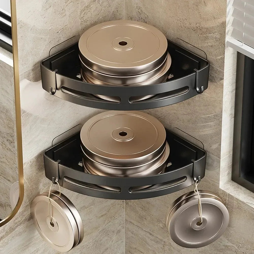 3PCS Bathroom Triangle Shelf Non Perforated Wall Mounted Bathroom Shower Storage Wall Rack Bathroom Accessories Household Items Qme