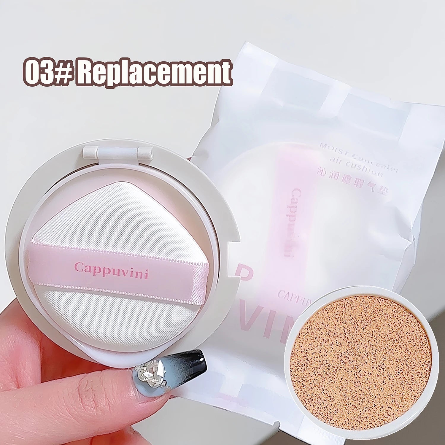 BB Cream Air Cushion Foundation Full Coverage Waterproof Long-lasting Concealer 3 Colors Cushion Compact Face Makeup Base Qme 03 Replacement