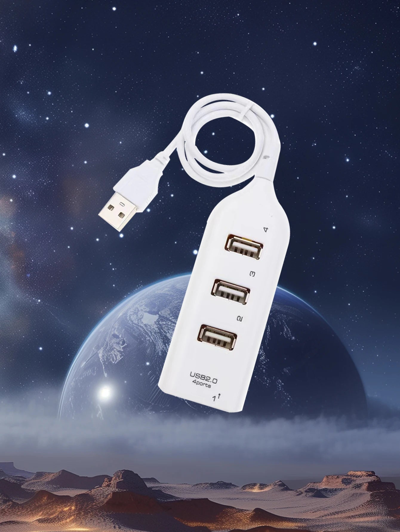 4-port USB Hub Distributor One Four USBp Sockets Qme WHITE