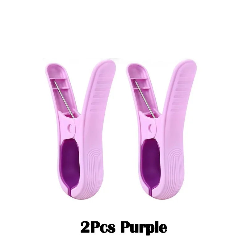 2 Large Beach Towel Clips Windproof Non-slip Clothes Pegs Sun Qme 2Pcs Purple