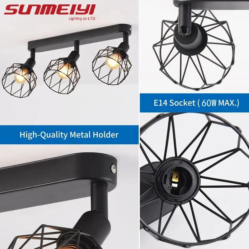 Modern Bedroom Ceiling Lamp Creative Black Study Simple American Industrial Style Living Room Entrance Corridor Qme