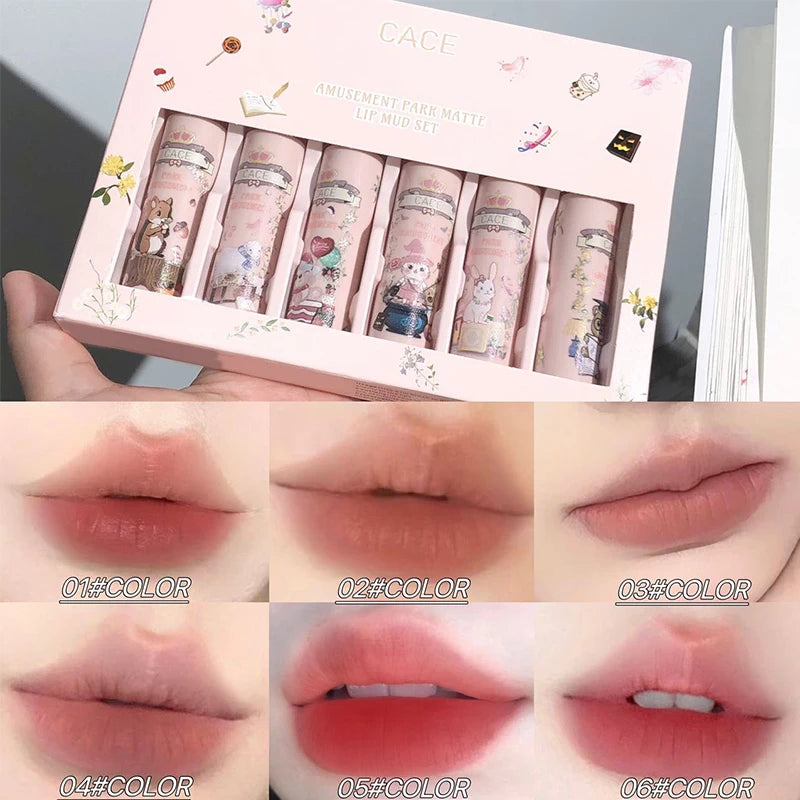 CACE Matte Liquid Lipstick Makeup Set Sexy Red Tint For Lips Long Lasting Lipgloss Waterproof Lip Mud Cosmetics Kits 6 Colors Qme Lip Makeup Kits