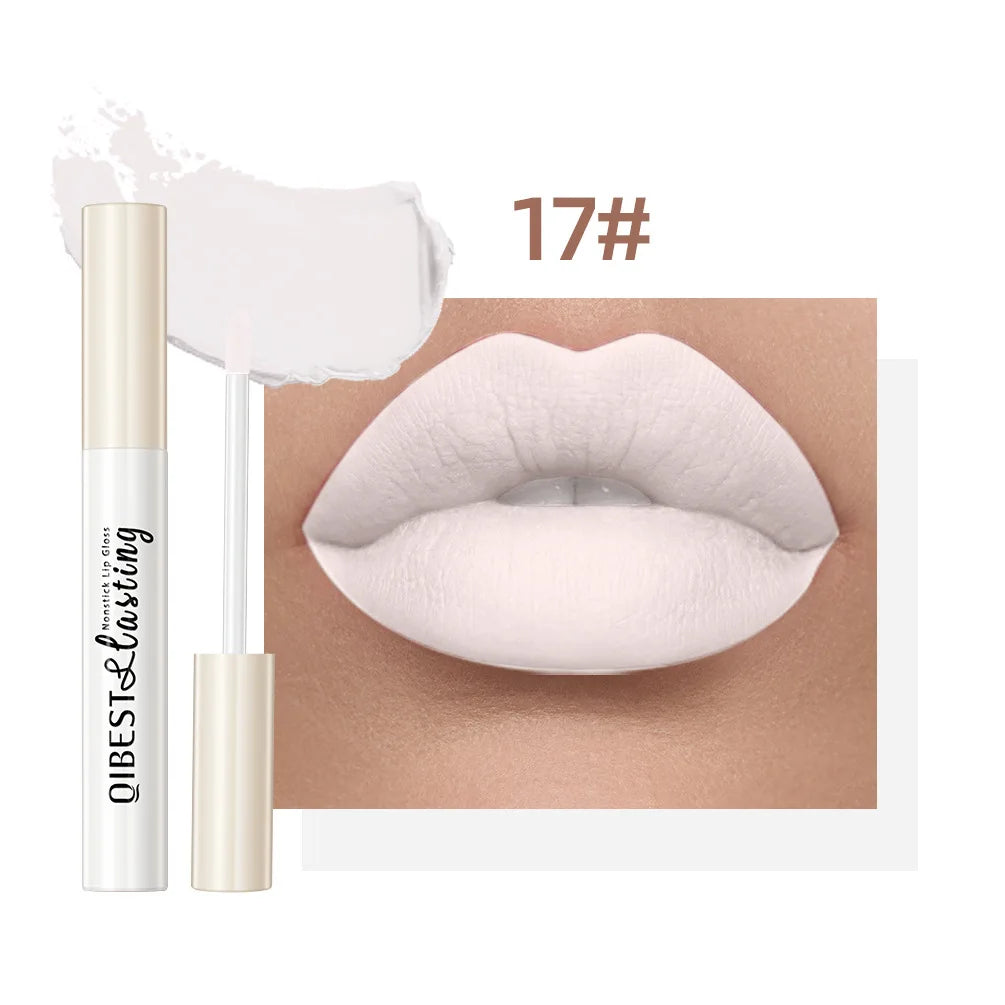 Nude Matte Lip Gloss 24 Colors Long-lasting Velvet Lipstick Waterproof Non-stick Cup Sexy Red Dark Lip Tint Makeup Cosmetic Qme 17