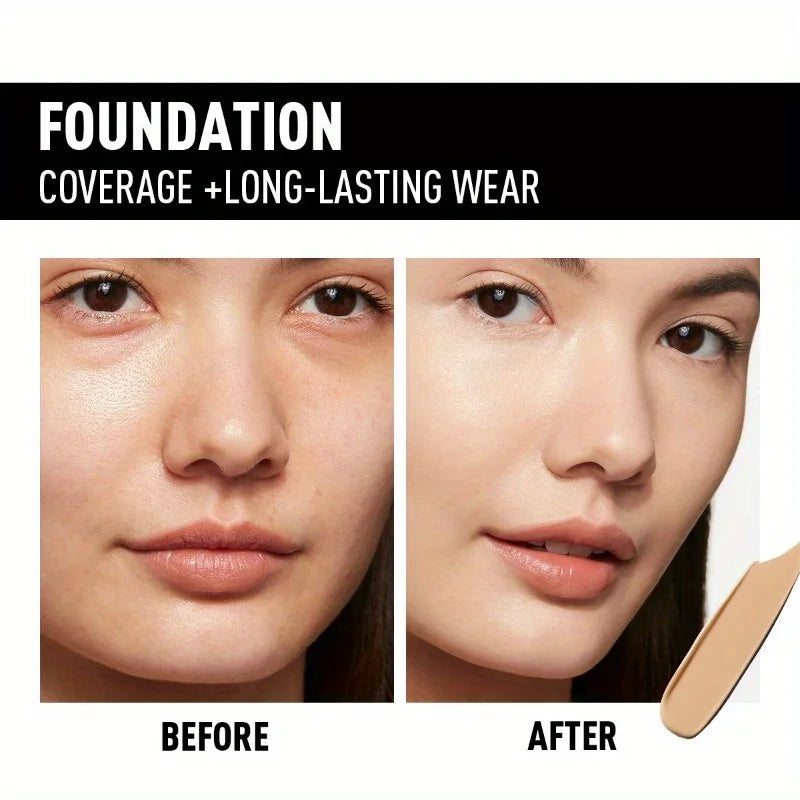 PECOLOVERS Matte Finish Liquid Foundation - Oil-Control, Waterproof, Full Coverage Concealer for All Skin Tones Qme