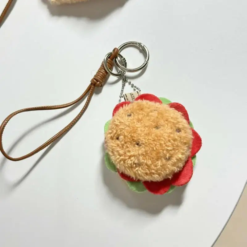 Fun and Creative Food Simulation Plush Keychain; Sandwich, Hamburger, Cake; Cute Stuffed Doll Bag Pendant Gift Qme A1