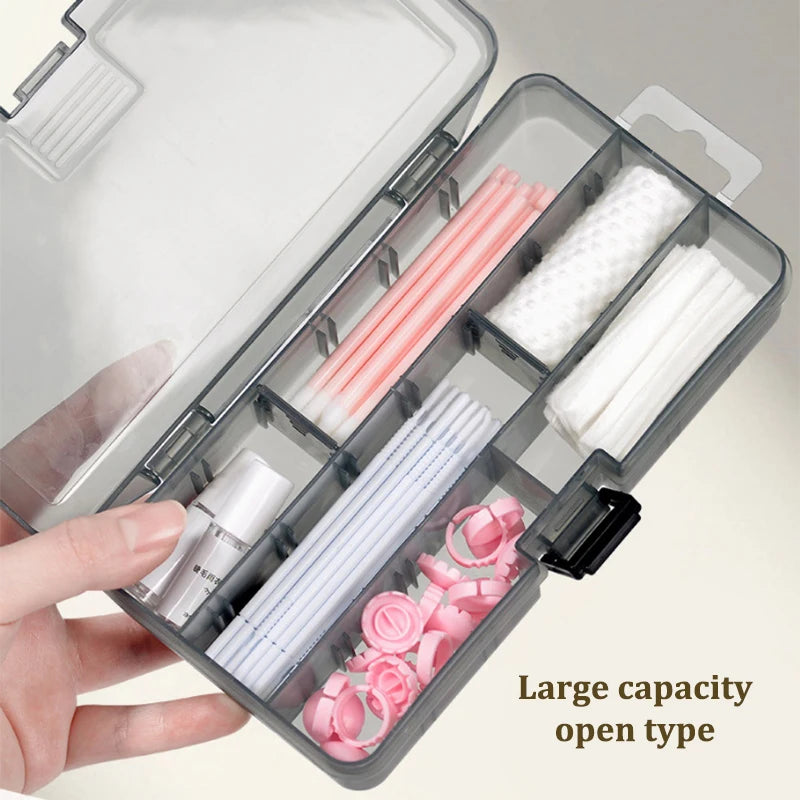 10 Grid Transparent Cover Rectangle Vertical Eyelash Extension Tool Qme