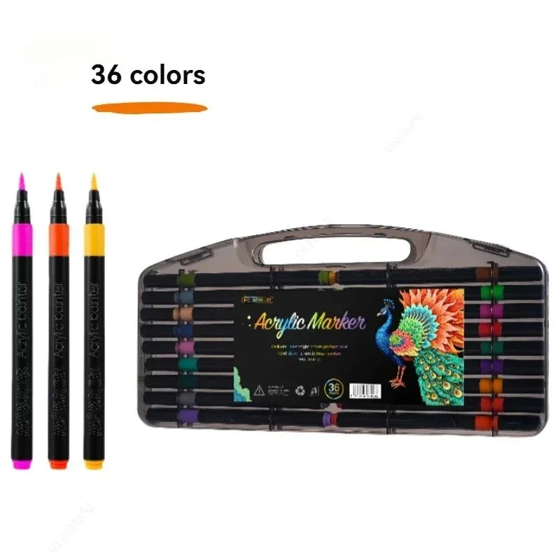 12/24/36/48/60/80 Colors Acrylic Marker Pen Set Waterproof And Quick Dry Paper Stackable Pens For Children And Students Qme 36 colors