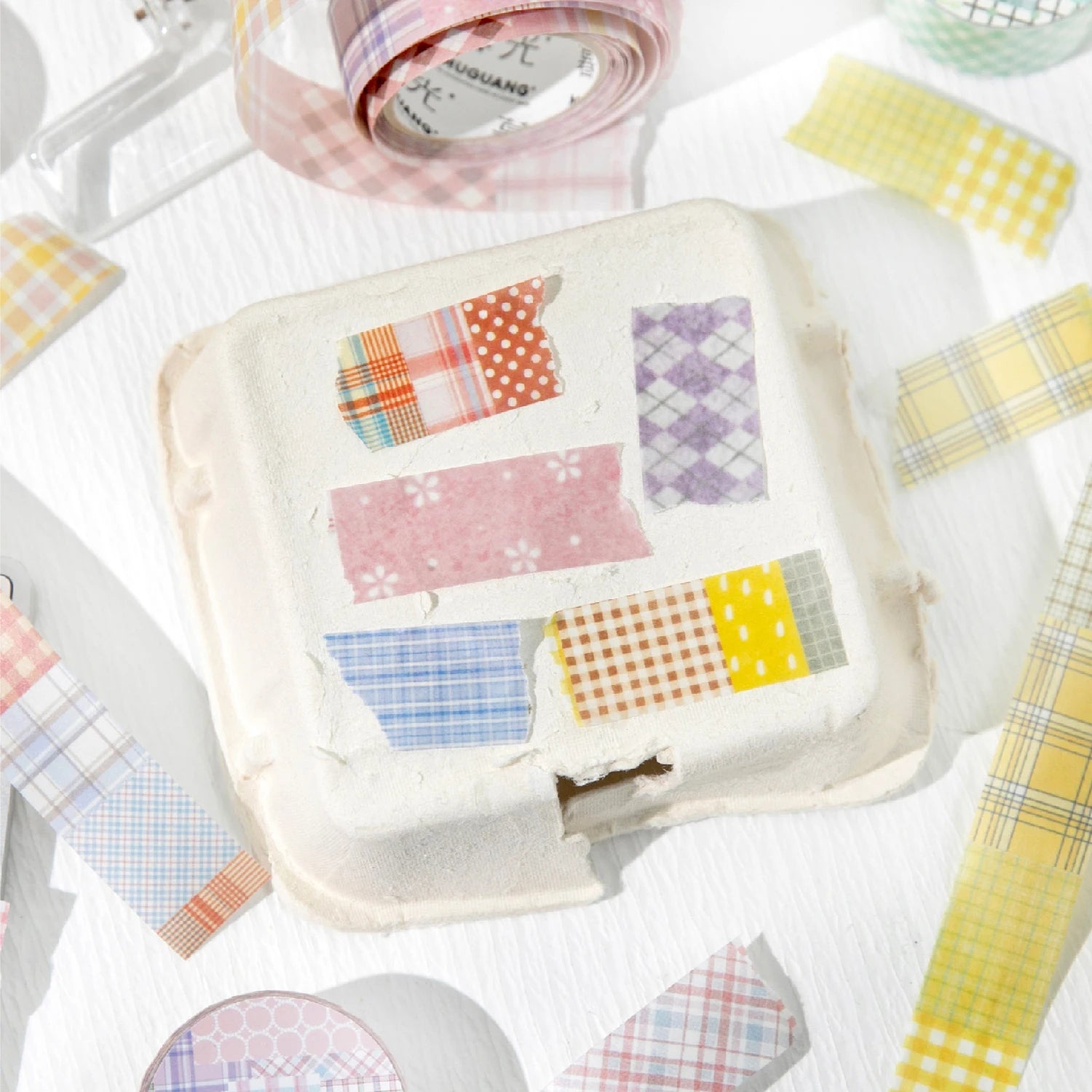 1 Roll Linen Plaid Theme Retro Washi Tape for DIY Journal, Photo Frame Collage Material, Scrapbook, Phone Case Decoration Qme