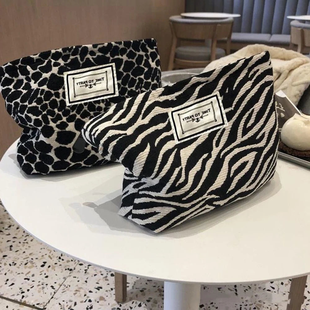 Random Organizer Bag Zebra-Print Makeup Bag Toiletry Bag Women'S Handbag Clutch Bag Convenient Large Capacity Storage Bag Qme