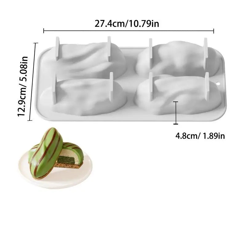 4-Cell Pistachios Nut Design Silicone Chocolate Mold Food Grade Qme White
