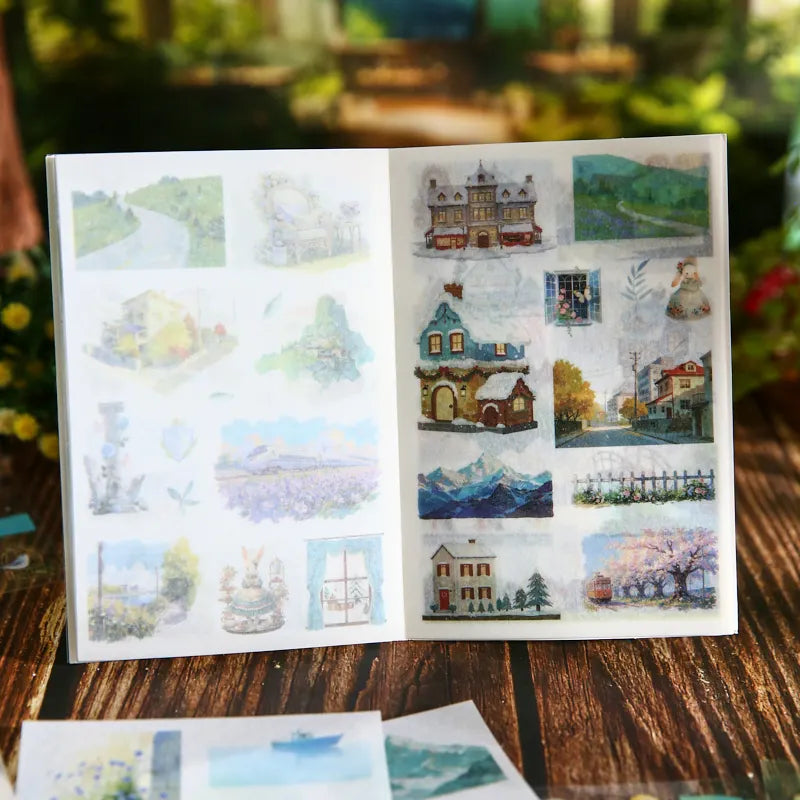 20/40pcs Beautiful scenery Die Cutting Stickers Book Creative Handbook DIY Scrapbook Diary Phone Case Cute Stationery Stickers Qme