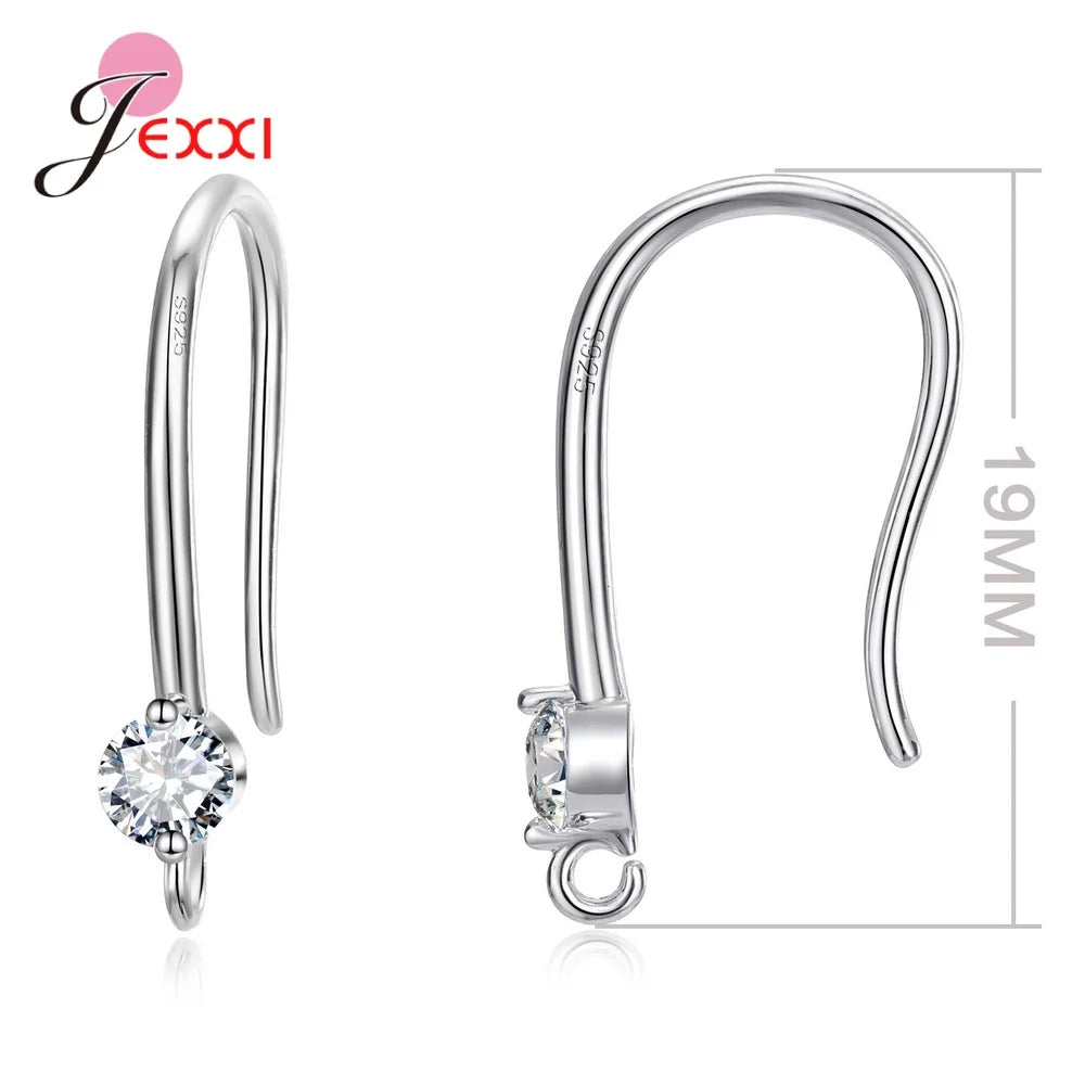 New Arrivals Sparkling Earrings Findings Real 925 Sterling Silver Color Earrings Components For Women Hand Making DIY Jewelry Qme 286