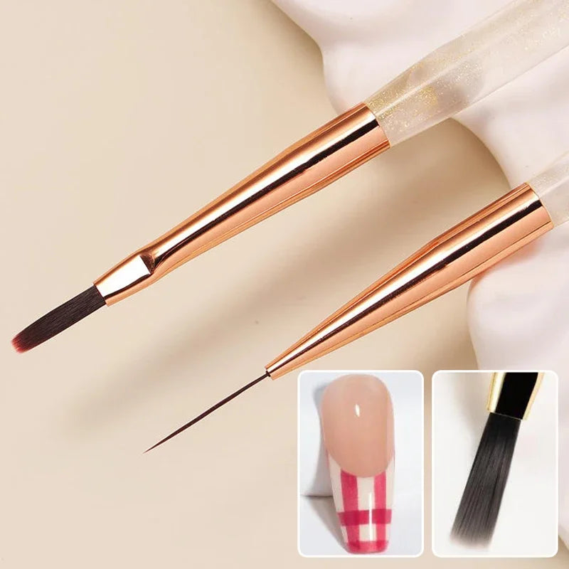 1 French Plaid Nail Art Brushes Line Grid Pattern Drawing Pen DIY UV Qme