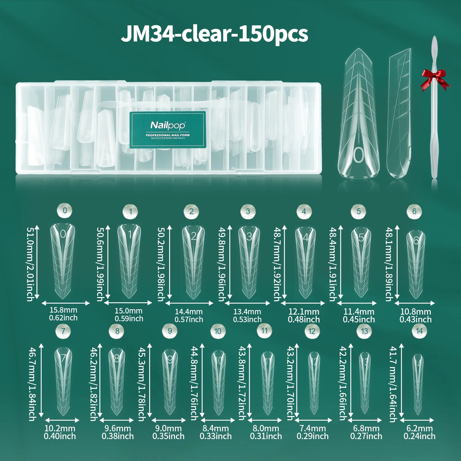 Nailpop 6in1 French Nail Dual Form 6 Shapes Reusable Gel Extension Qme 34-Clear 150