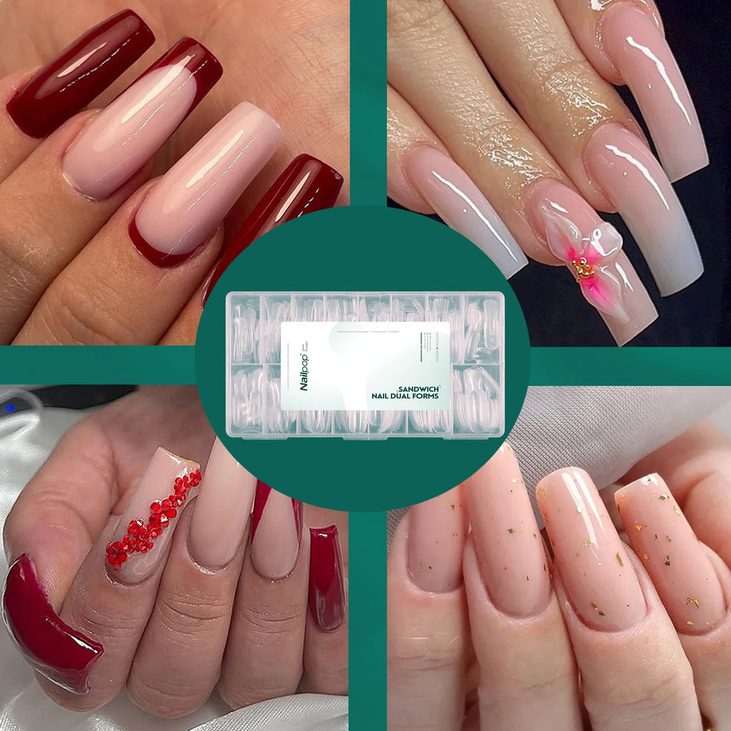 Nailpop Nail Sandwich Curved Square Dual Forms 15 Shapes Clear Molds Qme