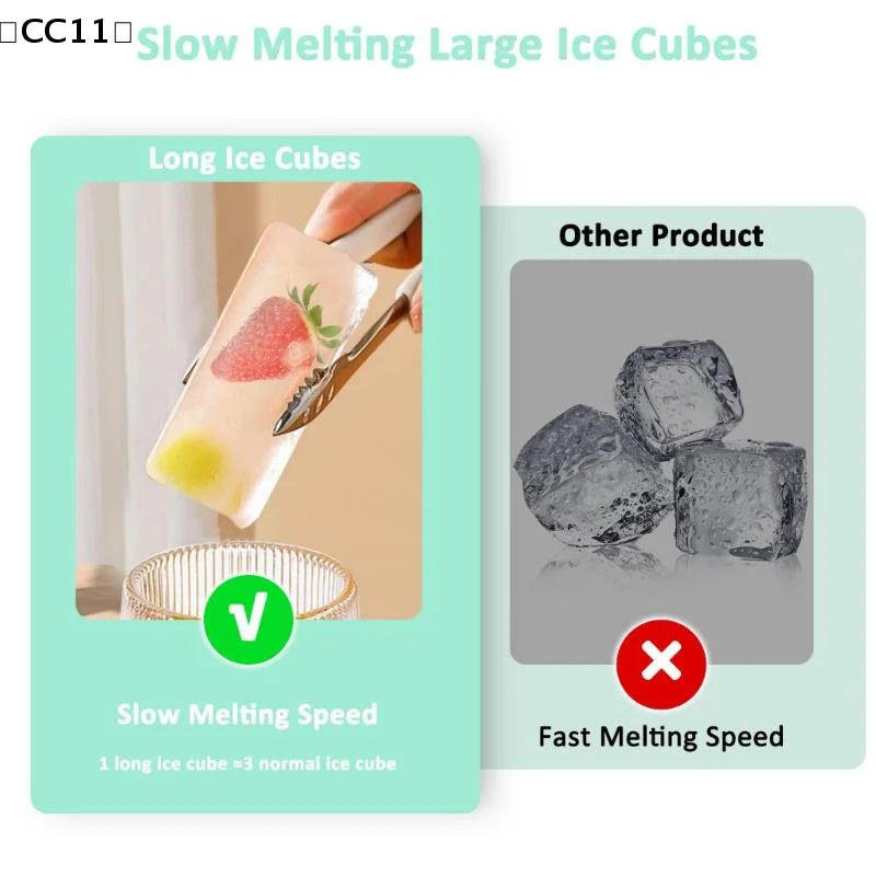 Food Storage Ice Cube Mold Giant Silicone Freezer Trays Lid 4-Cubes Qme