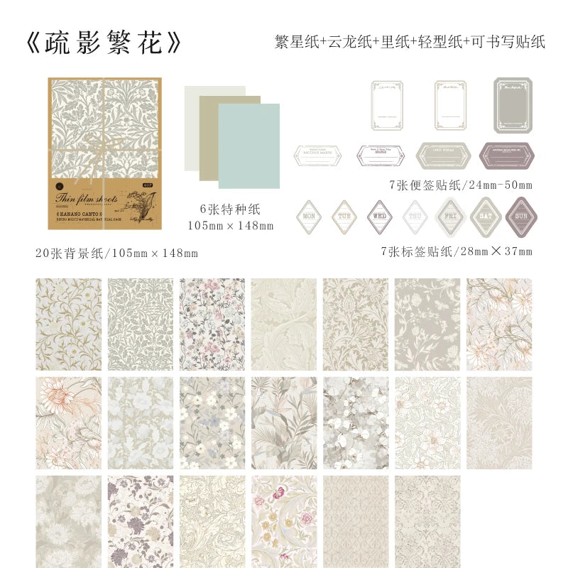 40pcs/pack Kawaii Scrapbooking Material Set Sticker Aesthetic DIY Scrapbooking Supplies Photo Album Decor Stationery Qme 5
