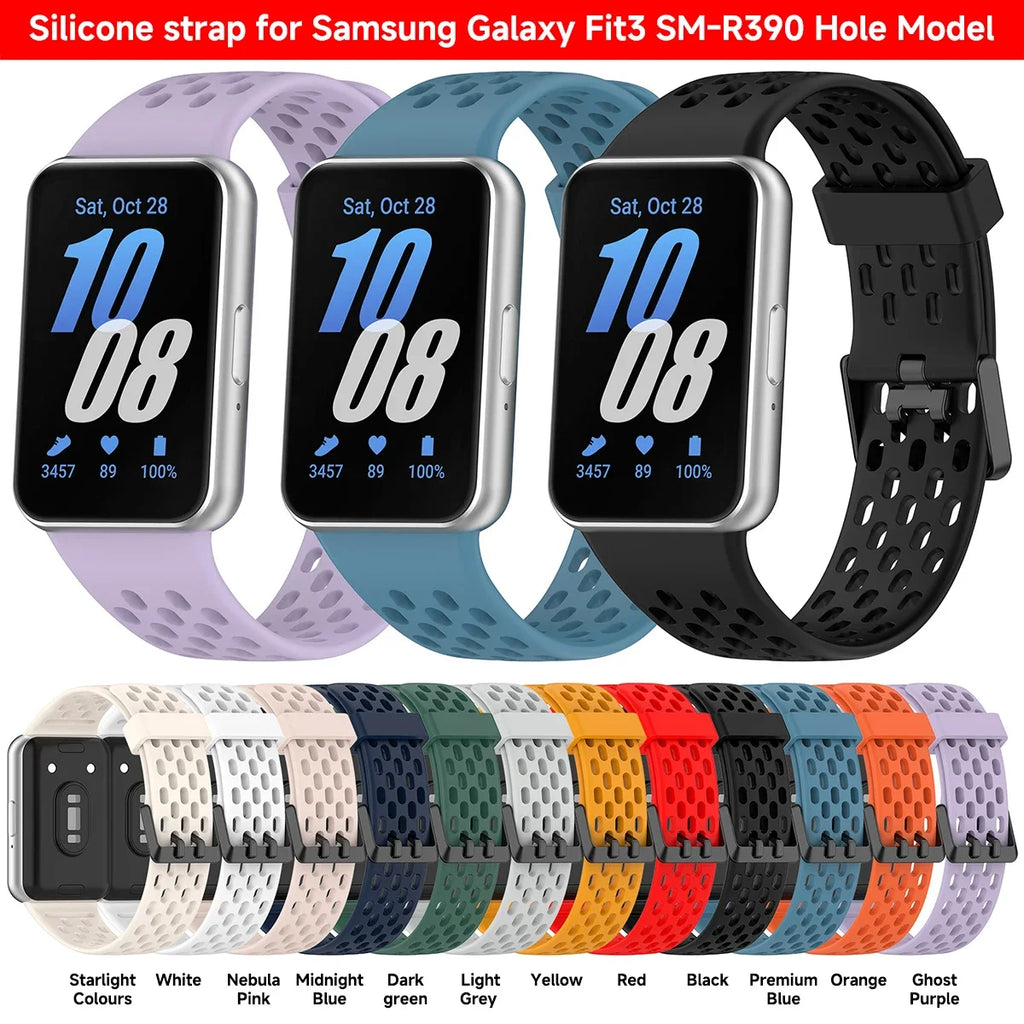 Breathable Straps for Samsung Galaxy FIT 3 Silicone Band Women Men Soft Sport Band for Samsung Smartwatch FIT3 Wriatband Qme