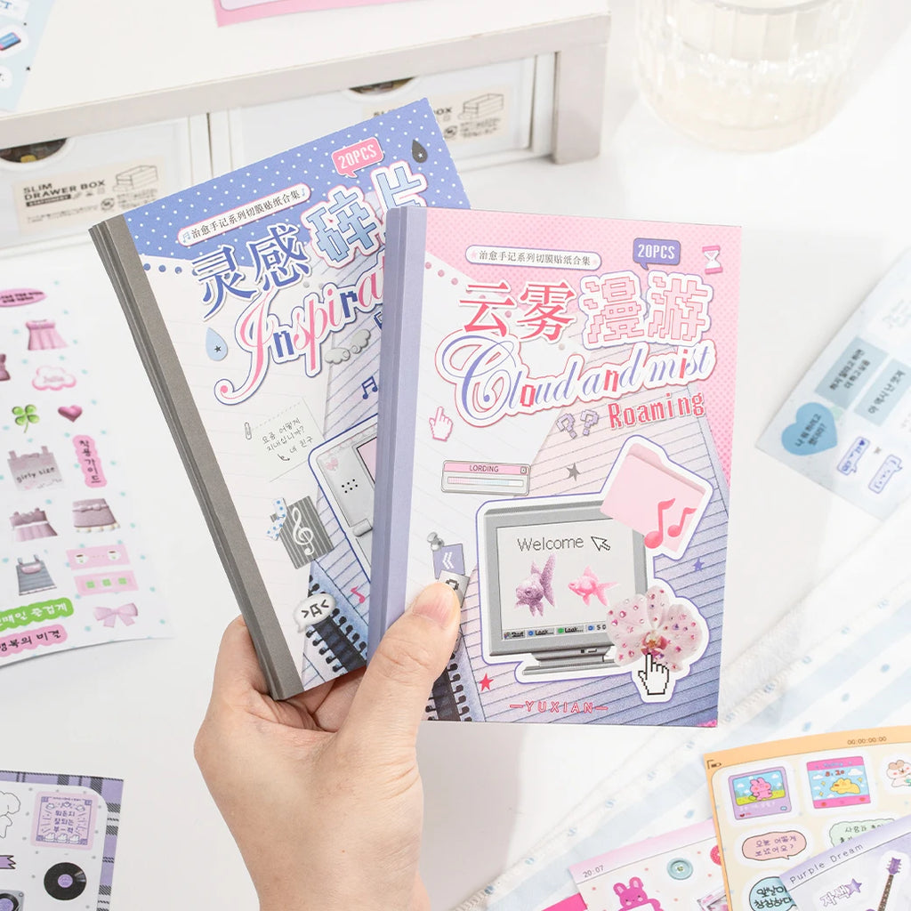 TIANZI 20 Pcs Die cut Stickers Book Cartoon Aesthetics Decoration Handmade Scrapbook Diary Supplies Japanese Stationery Sticker Qme
