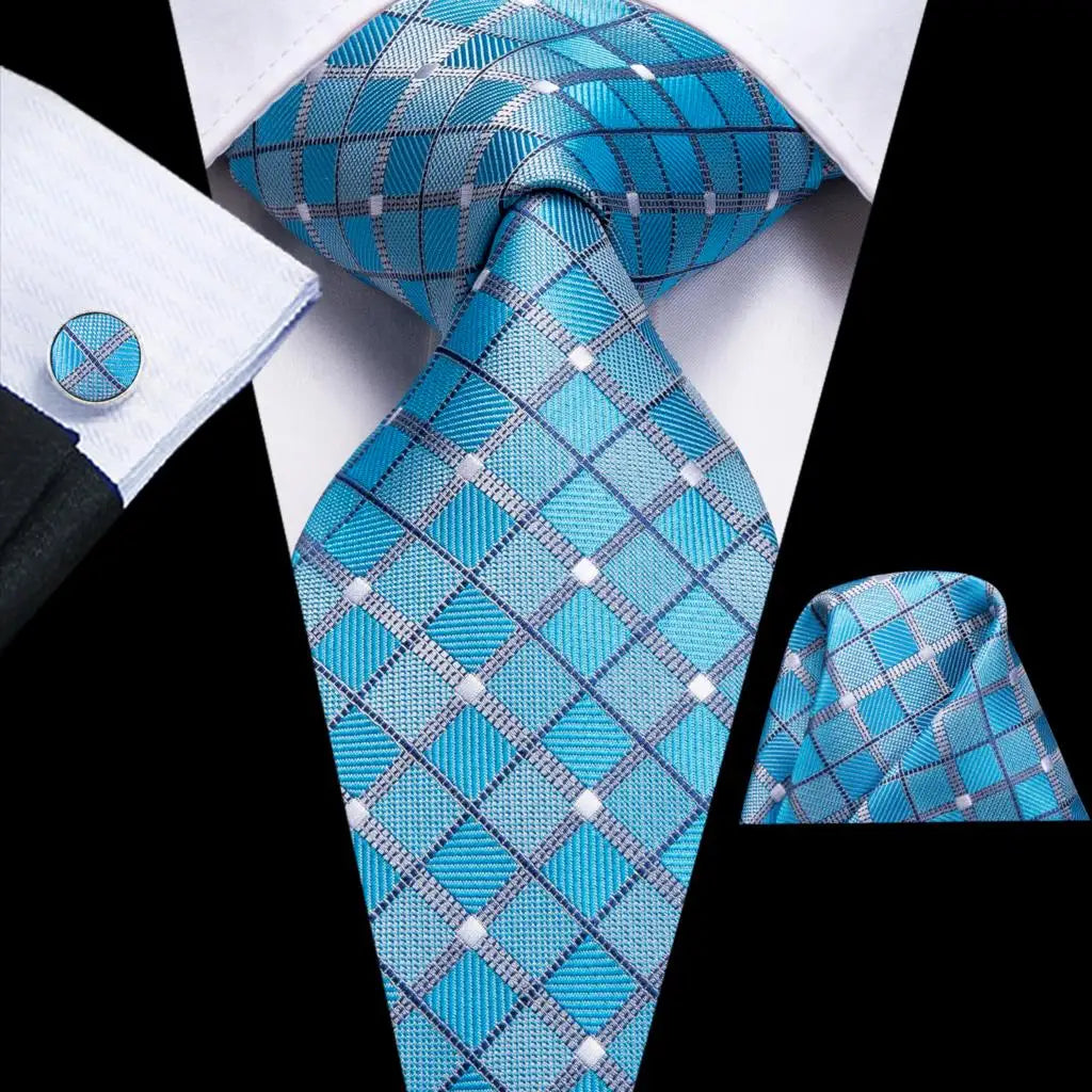 Hi-tie Designer Mens Tie Luxury Handmade Geometric Necktie Silk Woven