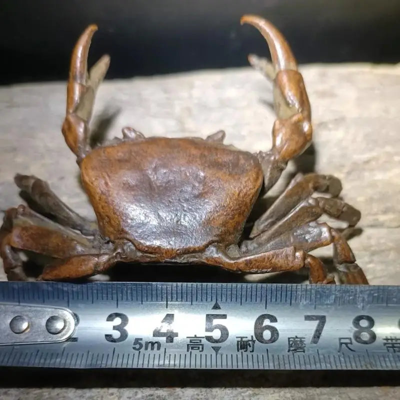 1Pcs Miniature Tea Pet Ornament Vintage Crab Simulation Animal Model Statue Figurine Antique Metal Crafts Desk Decoration Qme