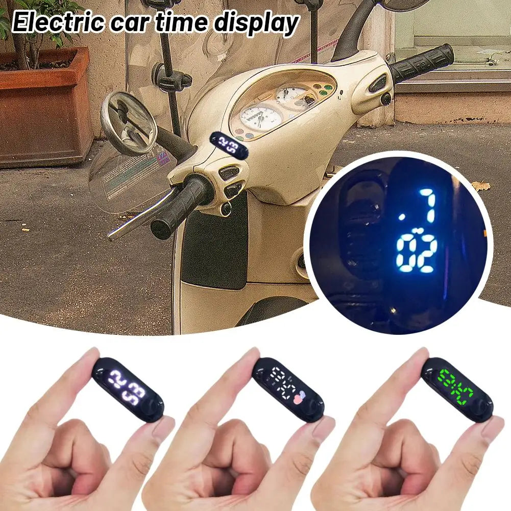Motorcycle Electric Vehicle Onboard Time Display For Motorcycle Electric Scooter Waterproof Luminous Digital LED Portable Clock Qme