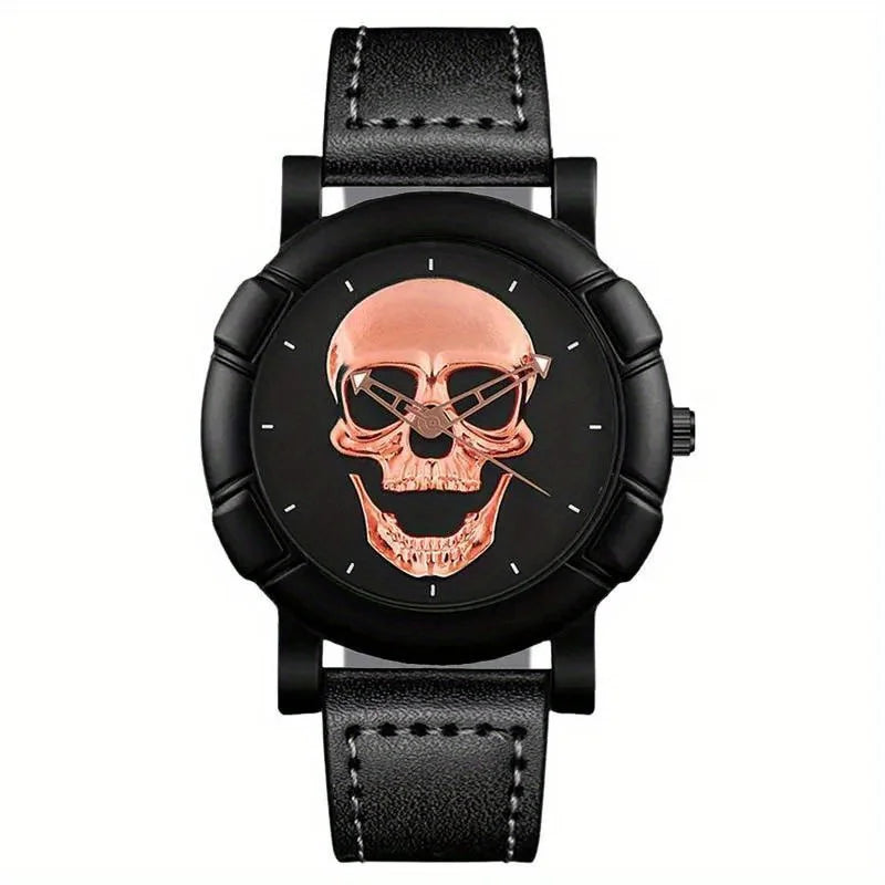 Fashion Mens 3D Skull Casual Quartz Wristwatch, Sports Watch Qme Multicolor No