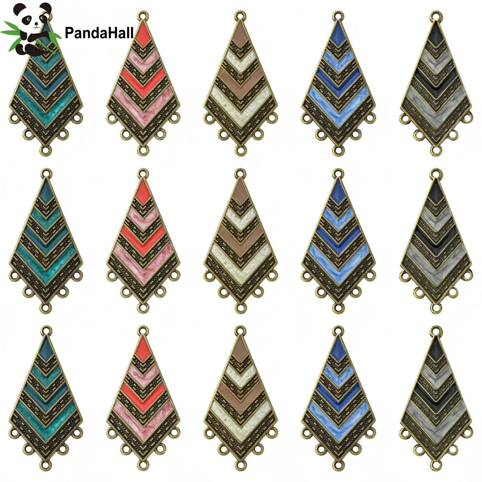 PandaHall 30Pcs 5 Colors Boho Chandelier Components Links Antique Bronze Tibetan Style Connector for Earrings Jewelry Making Qme Default Title