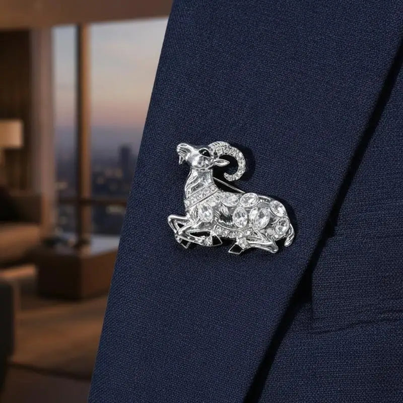 Lovely Goat Brooches For Women Unisex Rhinestone Beautiful Year Of The Sheep Animal Brooch Pin New Year Gifts Qme