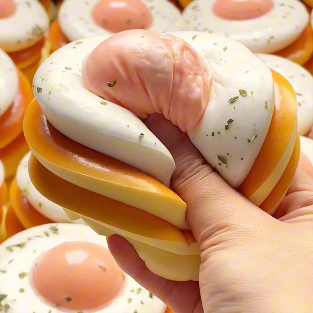 Fried Egg Toast Squishy Fun Scented Slow Rise Toy Realistic Qme