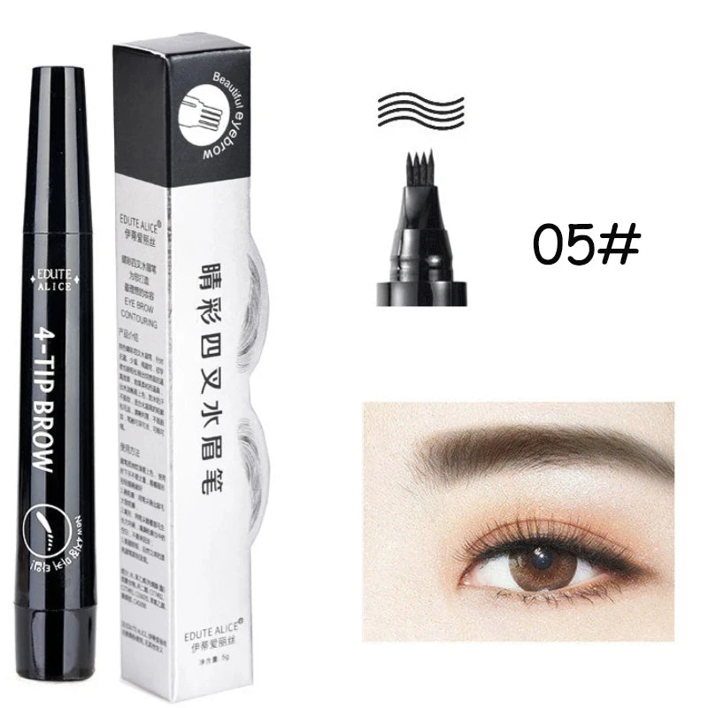 4 Fork Tip Eyebrow Tattoo Pencil 5 Colors Eyebrow Waterproof Pen Long Lasting Natural Dark Brown Liquid Eye Brow Pencil Makeup Qme 05-1pcs