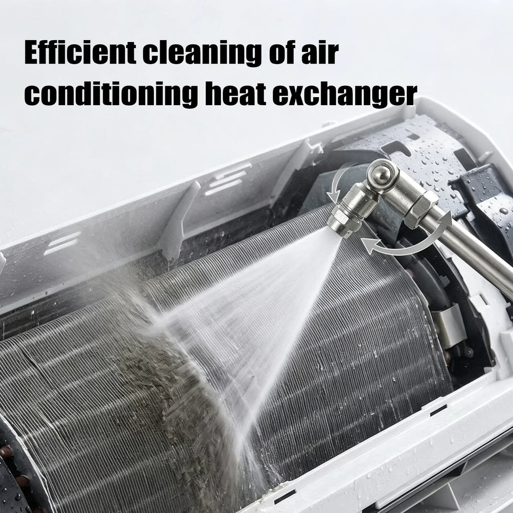 360° Swivel AC Cleaning Wand with 1/4 Quick Plug Stainless Steel Rotating Spray Nozzle Adjustable for Auto Underbody Cleaning Qme