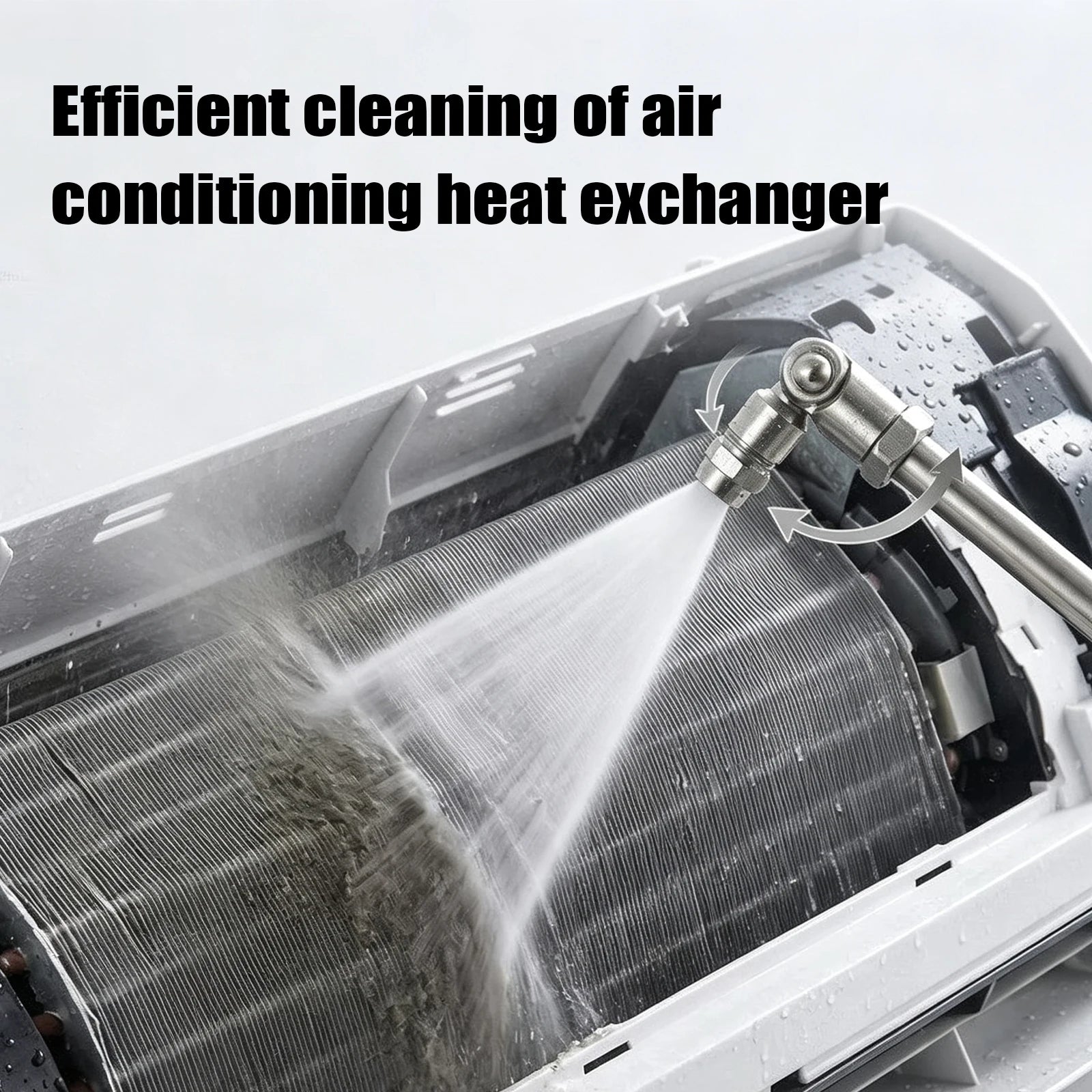 360° Swivel AC Cleaning Wand with 1/4 Quick Plug Stainless Steel Rotating Spray Nozzle Adjustable for Auto Underbody Cleaning Qme